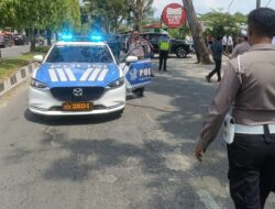 Sat Lantas Polres Langkat Amankan Jalur Kunjungan Menteri Imigrasi dan Pemasyarakatan RI