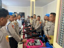 Team Mabes Polri Cek Senpi Dinas Polri Di Polres Labuhanbatu Selatan, kondisi dalam keadaan lengkap dan bersih sesuai data.