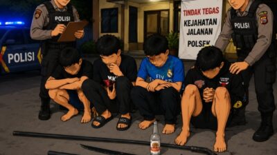 Gencar Patroli 3C, Polresta Deli Serdang amankan empat remaja diduga hendak Tawuran 