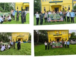 Wujud Nyata ‘Green Policing’, Polsek Rimba Melintang Hijaukan Halaman Kantor Camat Rokan Hilir