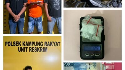 Polsek Kampung Rakyat Gagalkan Peredaran Sabu di Teluk Panji II, AGN Ditangkap Bersama Barang Bukti 2,17 Gram Sabu.
