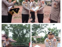 Pimpin Apel Pagi, Kapolres Langkat Beri Penghargaan kepada Personel Berprestasi